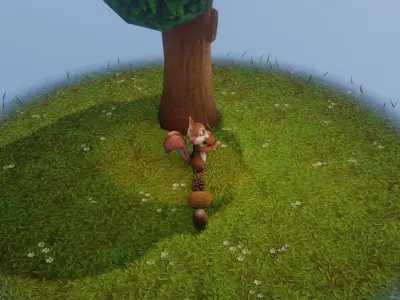 Cartoon Animated Squirrel with Props 3D Model Low-poly 3D model