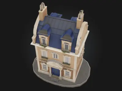 Parisian Townhouse Elegant Residential Building Model Free 3D model