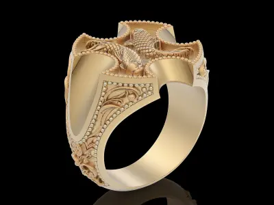 Fish ring silver gold  jewelry printable 3D model 3D print model