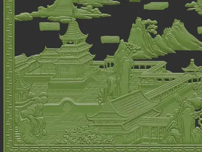ancient Chinese painting of bas-relief  3D print model