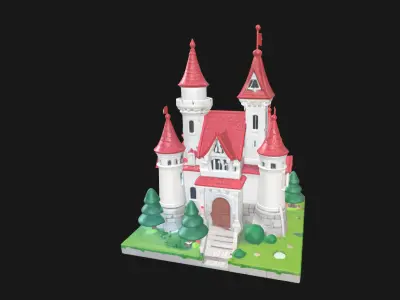 Low Poly Cake Castle Model for 3D Projects Low-poly 3D model