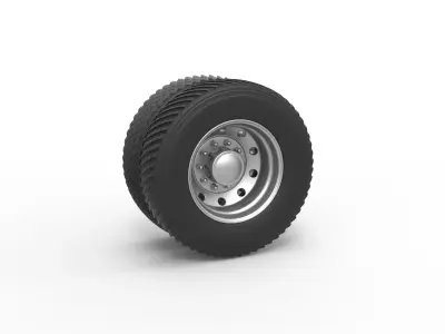 Rear double wheel of Pulling Semi truck Scale 1 to 25 3D print model