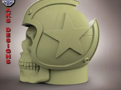 Biker skull 1 Pen holder 3D print model