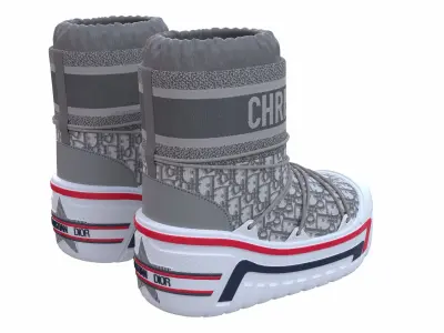 Dior Alps Snow Ankle Boots Gray Low-poly 3D model
