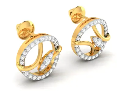 Women Studs Earrings 3dm STL FBX OBJ Render Detail 3D print model