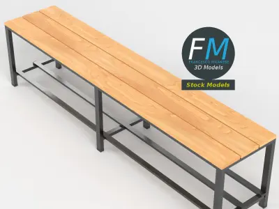 Locker room bench 2 3D model