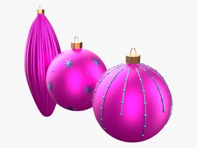 Christmas Tree Ornament Set1 - Pink LightBlue Low-poly 3D model