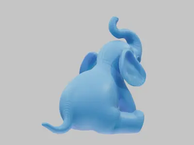 Plastic Blue baby elephant Low-poly 3D model