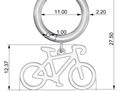 Monoearring earring bike bicycle  3D print model