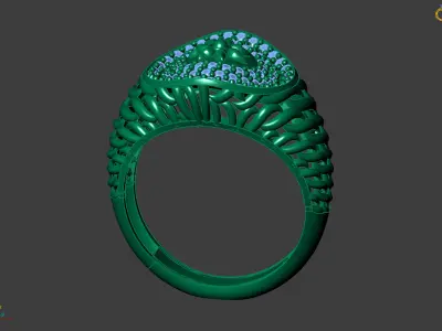 Women Ring With Stone Diamond Ready STL 3DM Models Womens Rings 3D print model 20