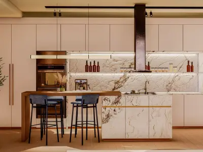 living room-kitchen 3D model