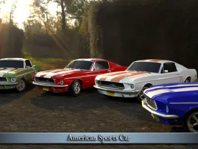 American Sports Car Low-poly 3D model