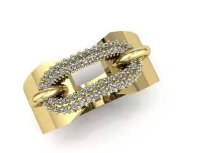 Luxury gold ring with jewels 3D print model