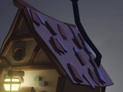 Low Poly Old Cartoon House Free low-poly 3D model