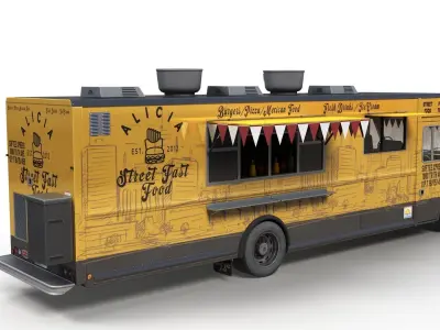 Street foodtruck Freightliner MT55 Low-poly 3D model