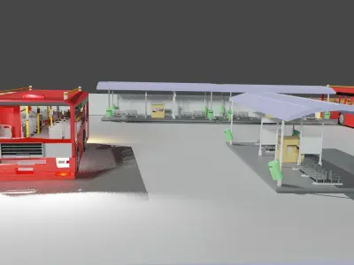BUS AND BUS STATION 3D model