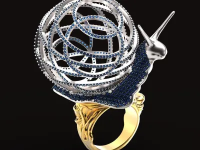 exclusive snail ring with stones 332 3D print model