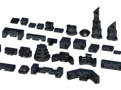 Sci Fi Space Colony Pack Modular 8k PBR 1512 Buildings Low-poly 3D model