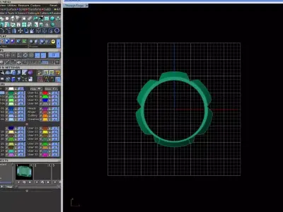 A ring with a geometric design and a central diamond 3D print model