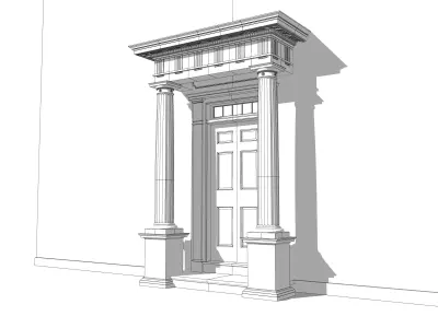 Portico Entrance Porch Door Surround with Doric Column  3D model