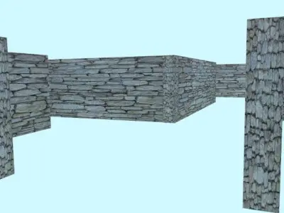 Stone Wall Low-poly 3D model