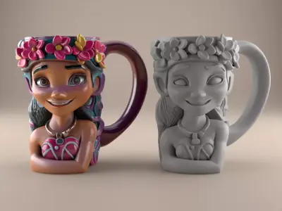 Moana Inspired 3D Decor Dreamy Island Mug Pot 3D print model