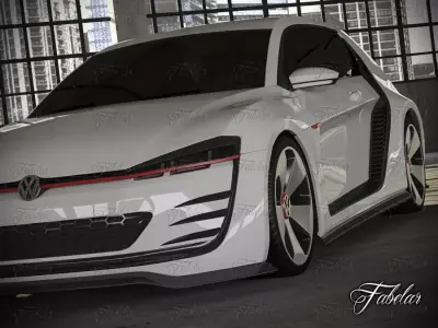 Volkswagen Design Vision GTI and garage 3D model