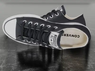 CONVERSE 3D SHOES - BLACK LOW Low-poly 3D model