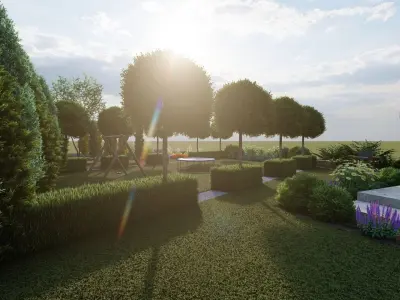 landscape house garden Free 3D model
