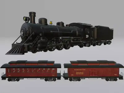 Steam Train v2 Low-poly 3D model