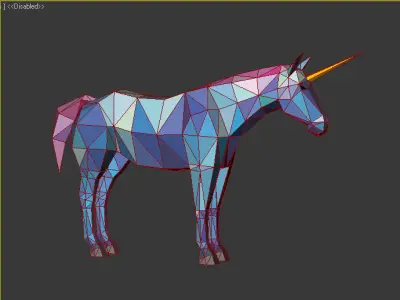 low-poly stylized unicorn Low-poly 3D model