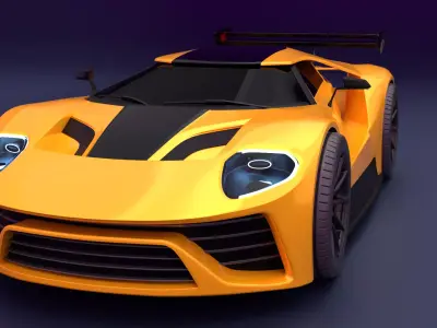 Bumble bee version Sports Car 3D Model  Blender Shaded Low-poly 3D model