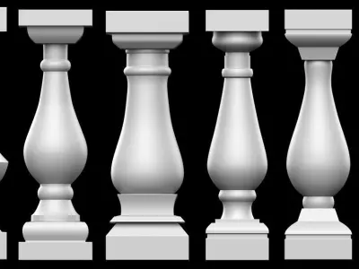 30 Baluster Base Mesh and Brushes Pack  Low-poly 3D model