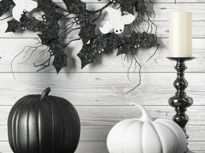 Halloween wreath black and white 3D model