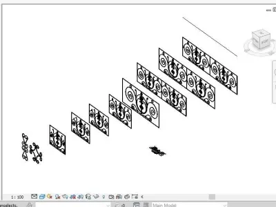 Steel Rail Decorative Classic Balcony  3D model