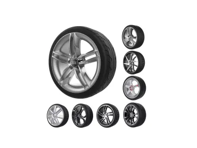 Car Wheels Rims Set Kit 3D print model