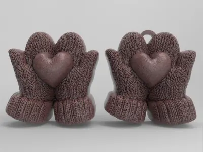 gloves holding heart decor 3D print model