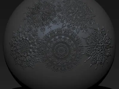 5 ornamental mandala Alpha and Brush 3D model