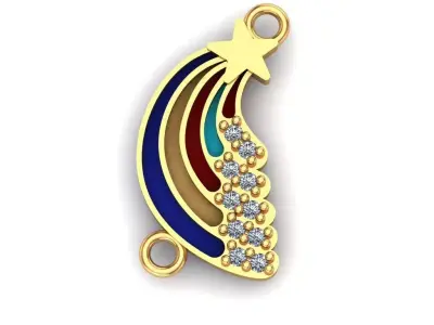 Jewelry pendant with star and diamonds 3D print model