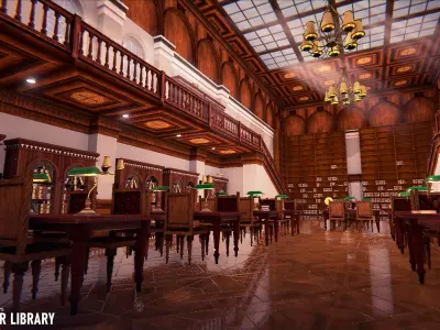 Modular library - interior and props 3D model