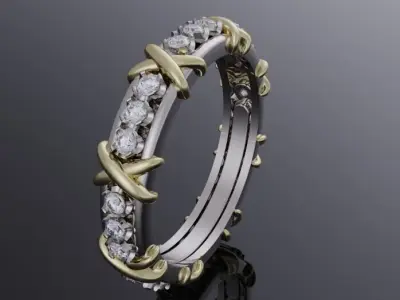 Tiffany  Co Schlumberger Sixteen Stone  Narrow ring 3D print model