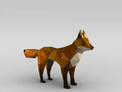 Vertex Coloured Fox Low-poly 3D model