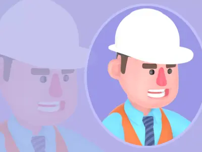 3D Cartoon Male Architect Character - Showing Solar Panel 3D model