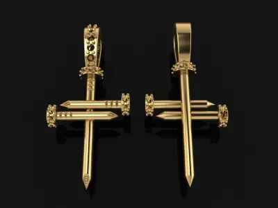Dainty Size Diamond Nail Cross Pendant 3D print model