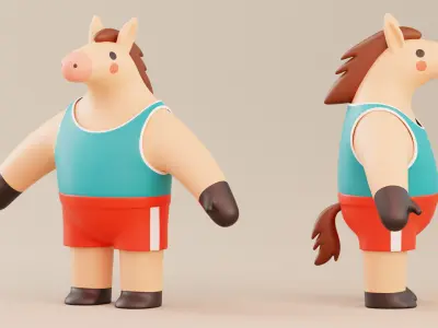 Cartoon Horse Character Illustration  Low-poly 3D model