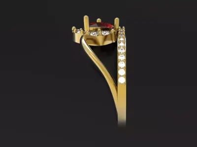 Three Dimensional Wrap Ring Pear Ruby Diamonds jr00293 3D print model
