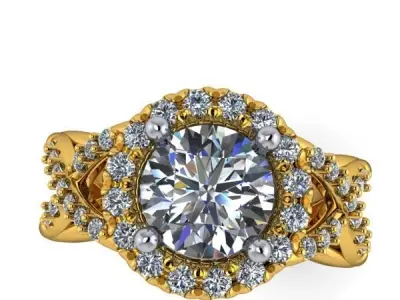 Glamorous Halo Split Bridal Ring Infinity Style USA size 7 3D print model