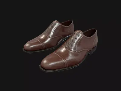 Classic Brown Oxford Shoes Game Ready 3D Model  Low-poly 3D model