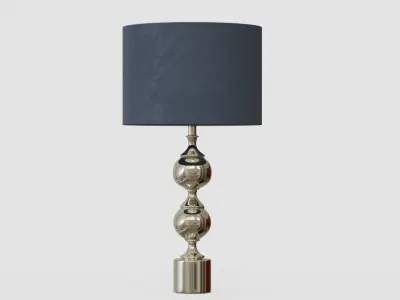 Tall Silver Aluminium Table Lamp Slate Velvet Shade 3D model