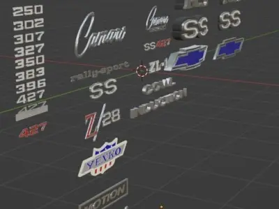1969 Chevrolet Camaro Badges Low-poly 3D model